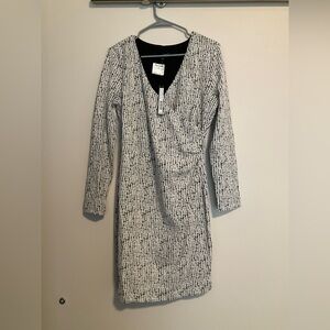 New! Long Sleeve Holiday Party Dress Black and White Harve Benard Monochrome NWT